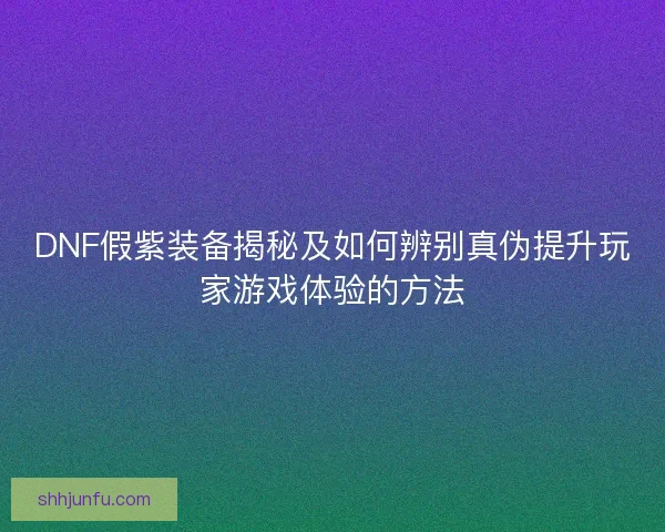 DNF假紫装备揭秘及如何辨别真伪提升玩家游戏体验的方法